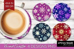 Snowflakes Round Coaster - Christmas Coaster PNG Sublimation Product Image 1