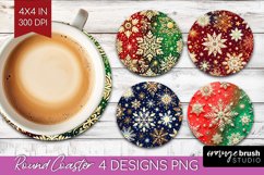 Snowflakes Round Coaster - Christmas Coaster PNG Sublimation Product Image 1