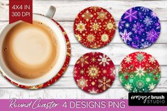 Snowflakes Round Coaster - Christmas Coaster PNG Sublimation Product Image 1
