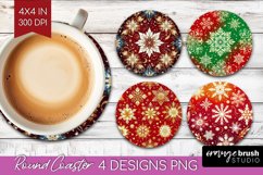 Snowflakes Round Coaster - Christmas Coaster PNG Sublimation Product Image 1