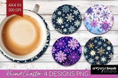Snowflakes Round Coaster - Christmas Coaster PNG Sublimation Product Image 1