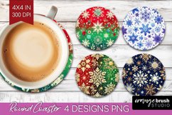 Snowflakes Round Coaster - Christmas Coaster PNG Sublimation Product Image 1