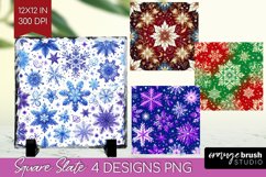 Snowflakes Slate PNG - Christmas Square Slate Sublimation Product Image 1