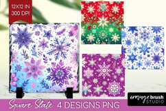 Snowflakes Slate PNG - Christmas Square Slate Sublimation Product Image 1