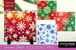Snowflakes Slate PNG - Christmas Square Slate Sublimation Product Image 1