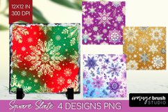 Snowflakes Slate PNG - Christmas Square Slate Sublimation Product Image 1
