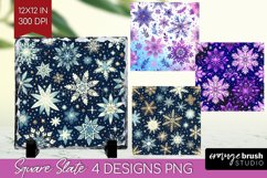 Snowflakes Slate PNG - Christmas Square Slate Sublimation Product Image 1