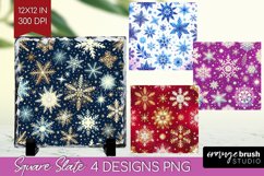 Snowflakes Slate PNG - Christmas Square Slate Sublimation Product Image 1