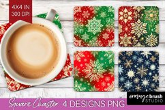 Snowflakes Square Coaster - Christmas Coaster PNG Product Image 1