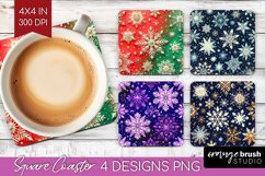 Snowflakes Square Coaster - Christmas Coaster PNG Product Image 1