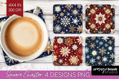 Snowflakes Square Coaster - Christmas Coaster PNG Product Image 1