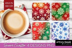 Snowflakes Square Coaster - Christmas Coaster PNG Product Image 1