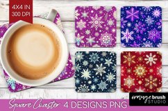 Snowflakes Square Coaster - Christmas Coaster PNG Product Image 1