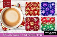 Snowflakes Square Coaster - Christmas Coaster PNG Product Image 1