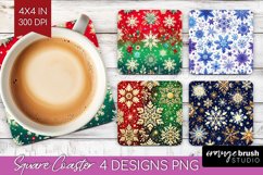 Snowflakes Square Coaster - Christmas Coaster PNG Product Image 1