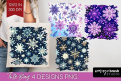 Snowflakes Tote Bag - Christmas Tote Bag PNG Sublimation Product Image 1