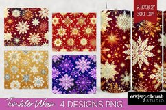 Snowflakes Tumbler Wrap - Christmas Tumbler PNG Sublimation Product Image 1