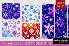 Snowflakes Tumbler Wrap - Christmas Tumbler PNG Sublimation Product Image 1