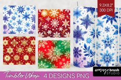 Snowflakes Tumbler Wrap - Christmas Tumbler PNG Sublimation Product Image 1