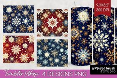 Snowflakes Tumbler Wrap - Christmas Tumbler PNG Sublimation Product Image 1