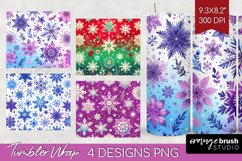 Snowflakes Tumbler Wrap - Christmas Tumbler PNG Sublimation Product Image 1