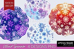 Snowflakes Wind Spinner Sublimation PNG - Christmas Round Product Image 1