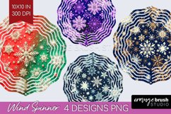 Snowflakes Wind Spinner Sublimation PNG - Christmas Round Product Image 1