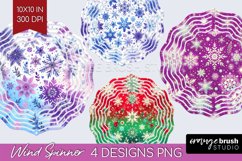 Snowflakes Wind Spinner Sublimation PNG - Christmas Round Product Image 1