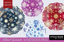 Snowflakes Wind Spinner Sublimation PNG - Christmas Round Product Image 1