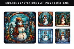Snowman Square Coaster Design | Square Coaster PNG Product Image 5