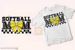 Retro Softball Mom Sports Coquette Bow SVG T-shirt Design Product Image 1