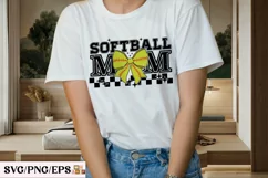 Retro Softball Mom Sports Coquette Bow SVG T-shirt Design Product Image 3