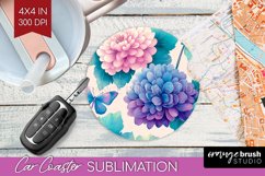Spring Blossom Car Coaster - Flowers Coaster PNG Sublimation Product Image 1
