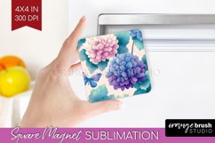 Spring Blossom Magnet Sublimation - Flowers Square Magnet Product Image 1