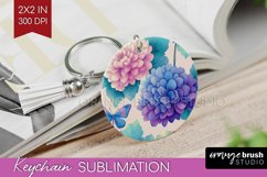 Spring Blossom Keychain PNG - Flowers Keychain Sublimation Product Image 1