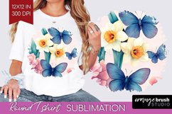 Spring Blossom Round Tshirt Background - Flowers PNG Product Image 1