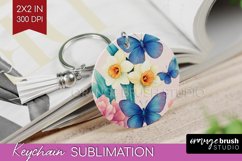 Spring Blossom Keychain PNG - Flowers Keychain Sublimation Product Image 1
