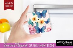 Spring Blossom Magnet Sublimation - Flowers Square Magnet Product Image 1