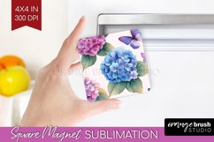 Spring Blossom Magnet Sublimation - Flowers Square Magnet Product Image 1