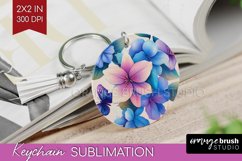 Spring Blossom Keychain PNG - Flowers Keychain Sublimation Product Image 1
