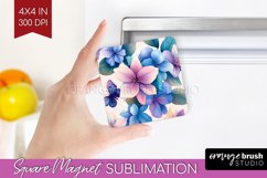 Spring Blossom Magnet Sublimation - Flowers Square Magnet Product Image 1