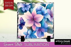 Spring Blossom Slate PNG - Flowers Square Slate Sublimation Product Image 1
