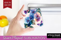 Spring Blossom Magnet Sublimation - Flowers Square Magnet Product Image 1
