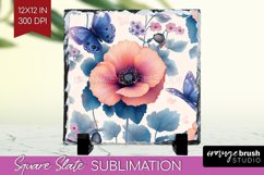 Spring Blossom Slate PNG - Flowers Square Slate Sublimation Product Image 1