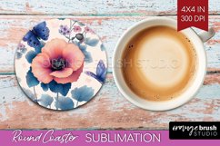 Spring Blossom Round Coaster - Flowers Coaster PNG Product Image 1