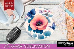 Spring Blossom Car Coaster - Flowers Coaster PNG Sublimation Product Image 1