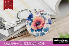 Spring Blossom Keychain PNG - Flowers Keychain Sublimation Product Image 1