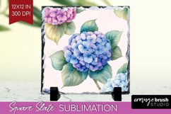 Spring Blossom Slate PNG - Flowers Square Slate Sublimation Product Image 1