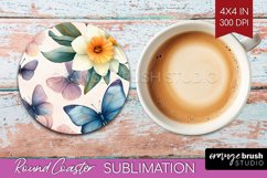 Spring Blossom Round Coaster - Flowers Coaster PNG Product Image 1