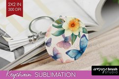 Spring Blossom Keychain PNG - Flowers Keychain Sublimation Product Image 1